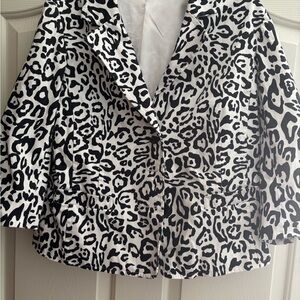 Black and White Leopard Print Blazer Jacket